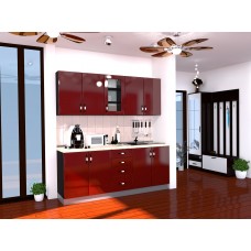 Bucatarie Zebra wenge / Fronturi MDF rosu simplu - Varianta 1